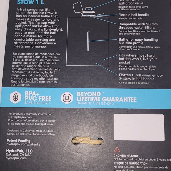 Hydrapak Water Bottle Collapsible Stow 1L/32oz and 500ml/16oz available - Picture 7 of 13